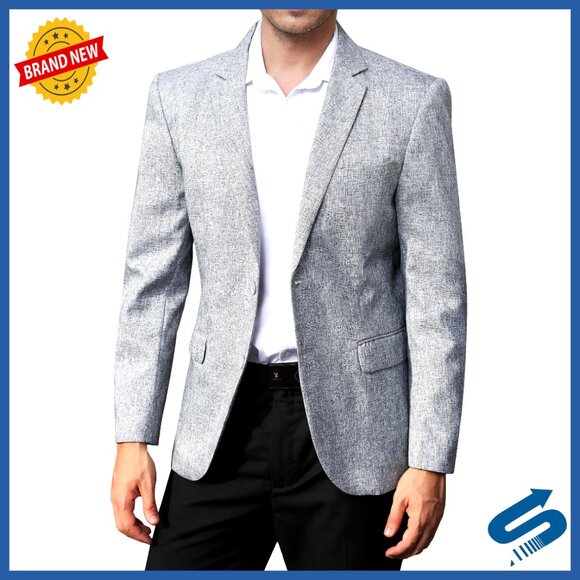 Lightweight Linen Blend Blazer Regular Fit Sport Coat Casual Two Button